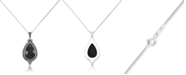 Macy's Faceted Onyx Teardrop Pendant and a Curb Chain